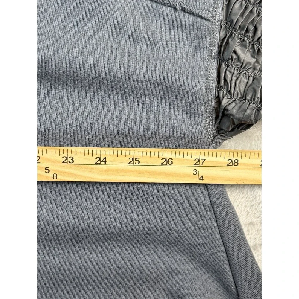 Free People FP Movement Hoodie Gray Large Oversized Mixed Media Smocked‎ Sleeves